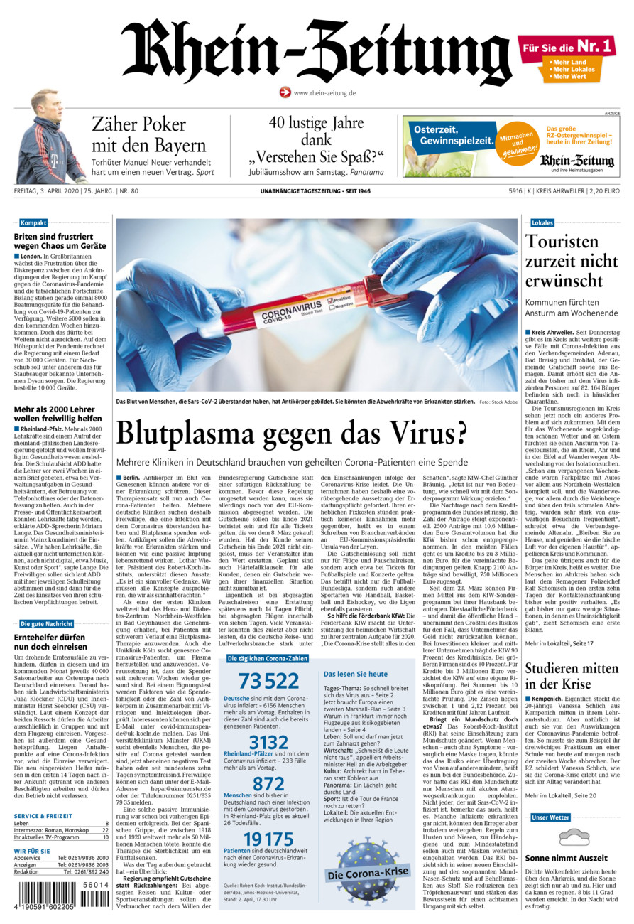 Rhein-Zeitung Kreis Ahrweiler vom Freitag, 03.04.2020