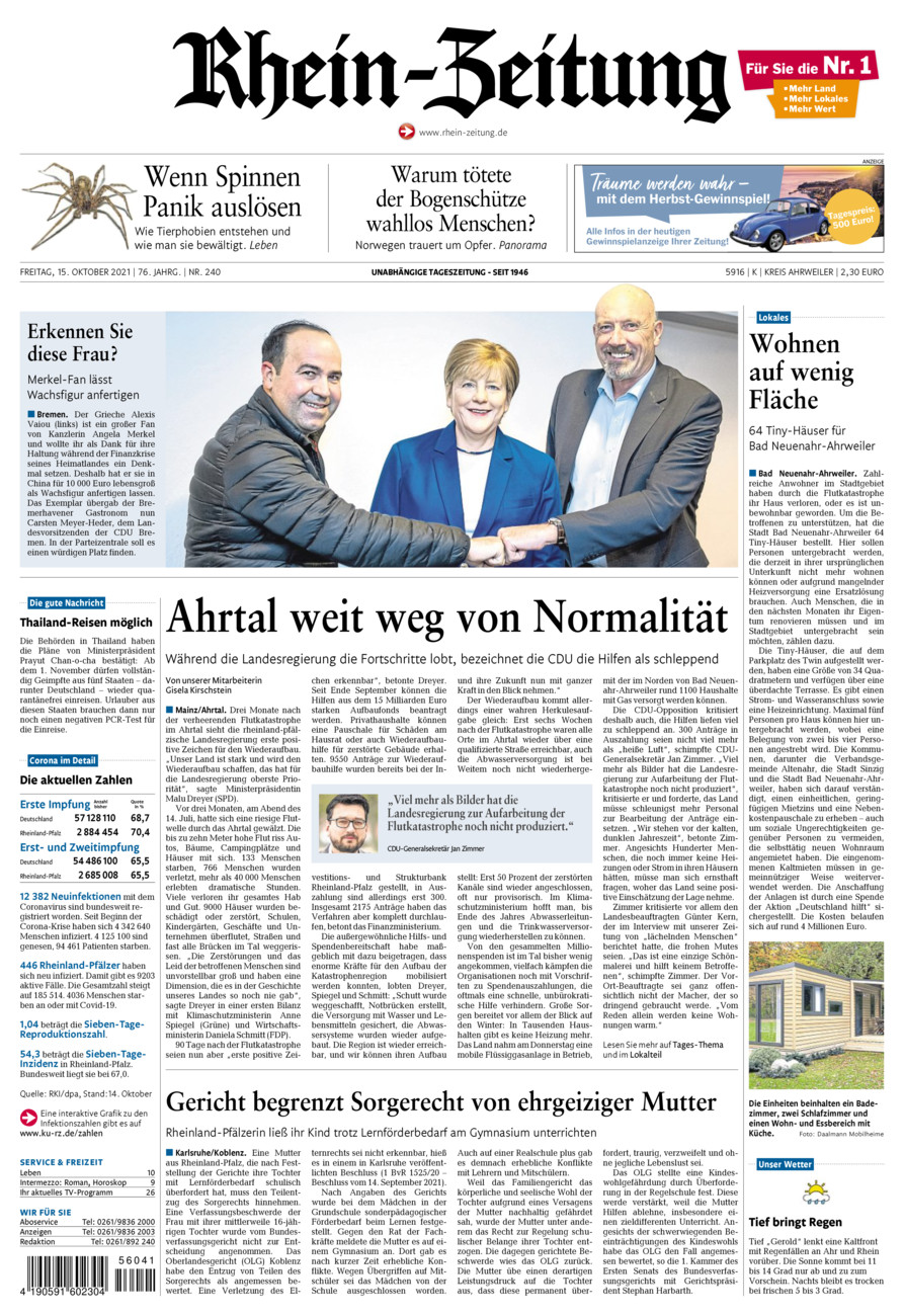 Rhein-Zeitung Kreis Ahrweiler vom Freitag, 15.10.2021