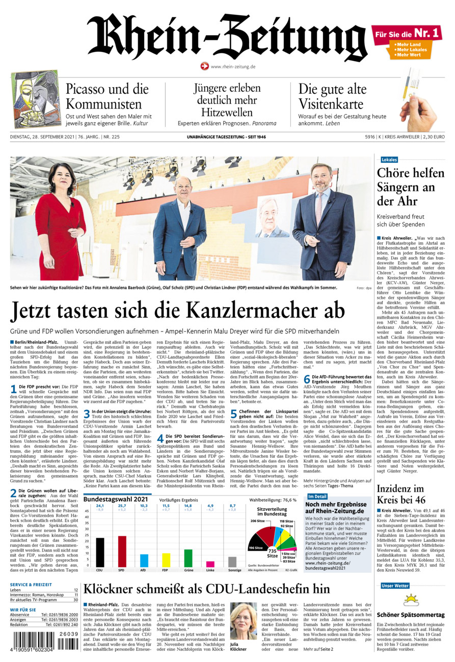 Rhein-Zeitung Kreis Ahrweiler vom Dienstag, 28.09.2021