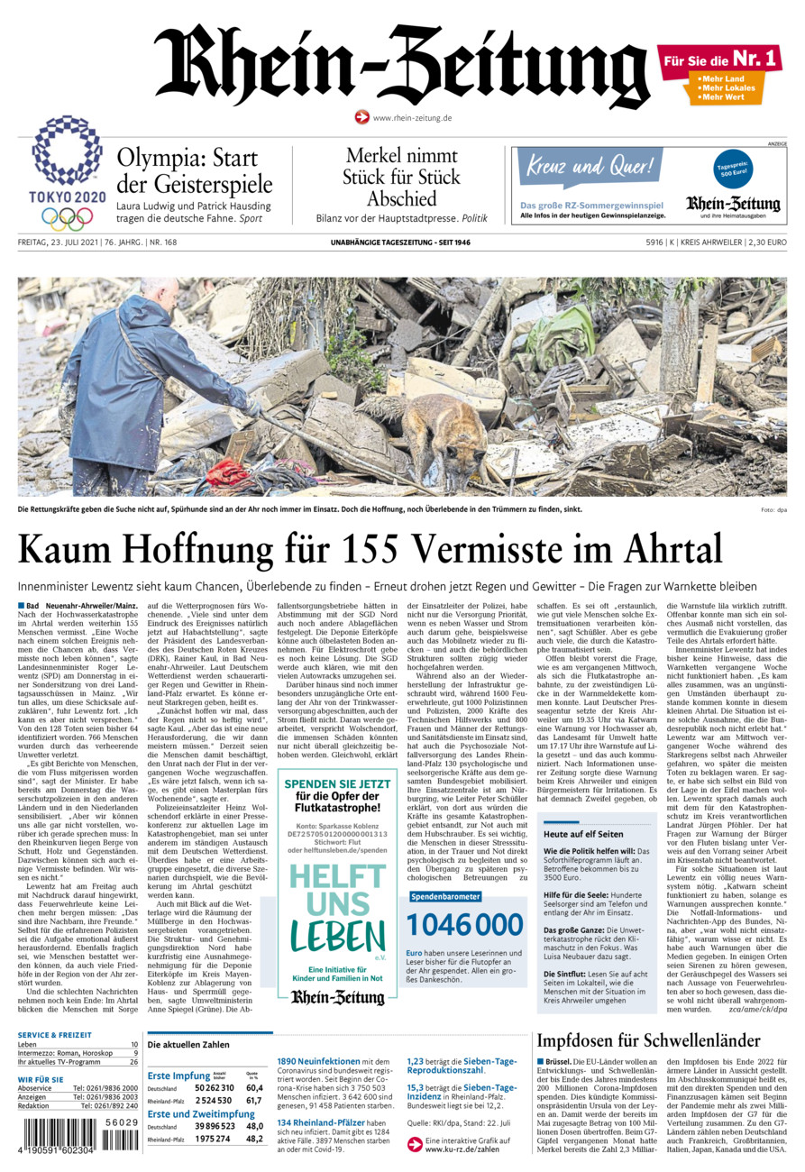 Rhein-Zeitung Kreis Ahrweiler vom Freitag, 23.07.2021