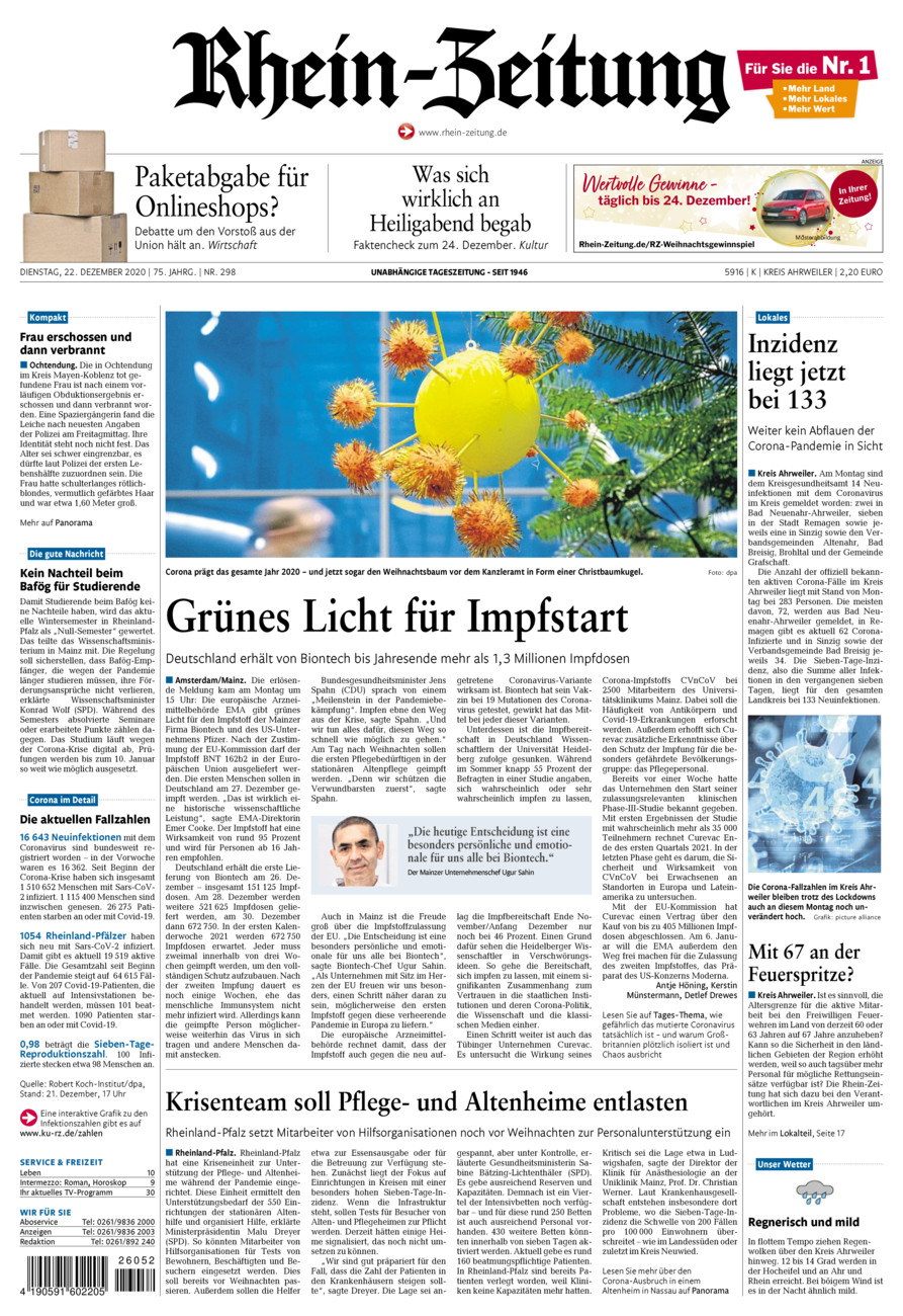 Rhein-Zeitung Kreis Ahrweiler vom Dienstag, 22.12.2020