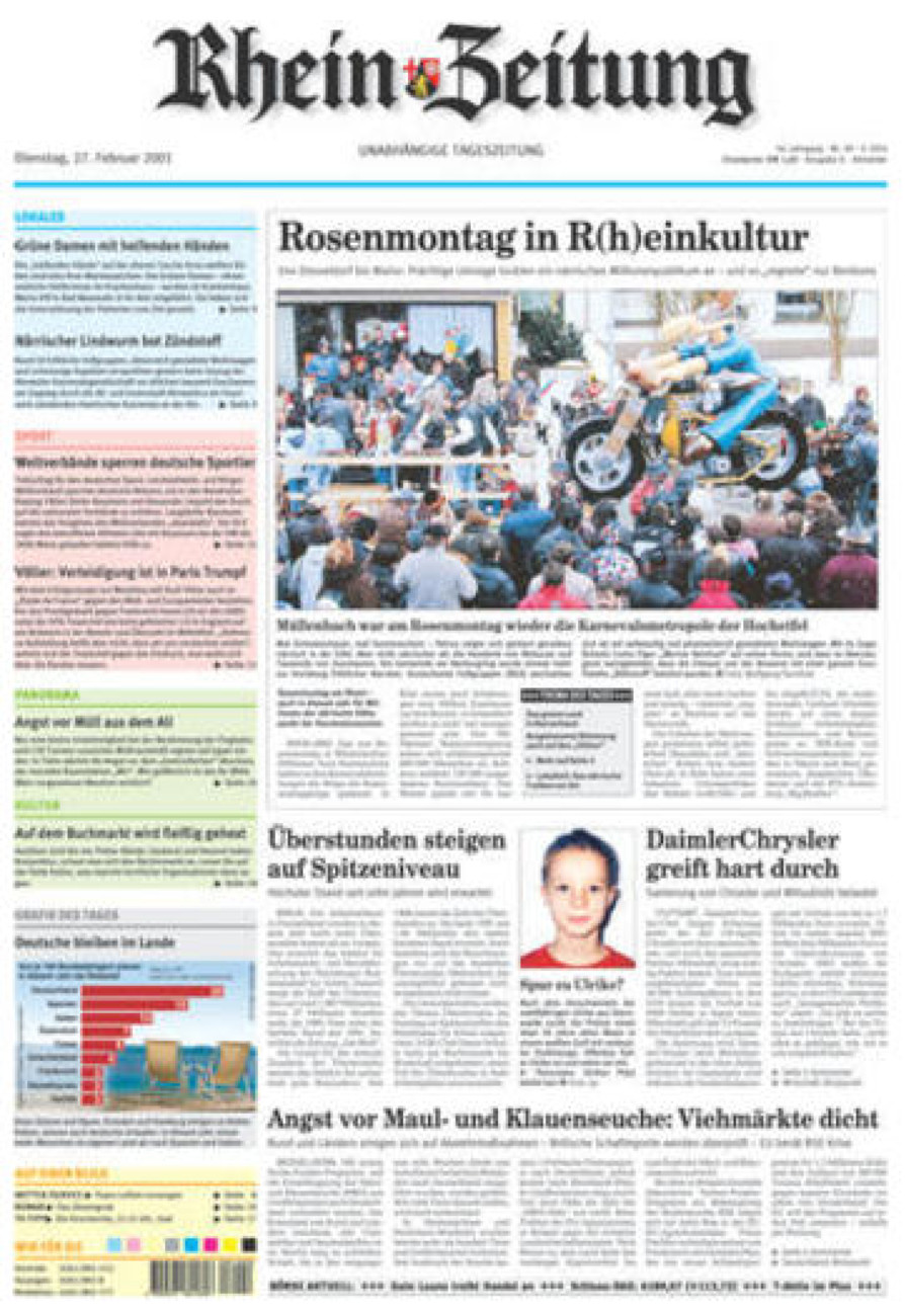 Rhein-Zeitung Kreis Ahrweiler vom Dienstag, 27.02.2001
