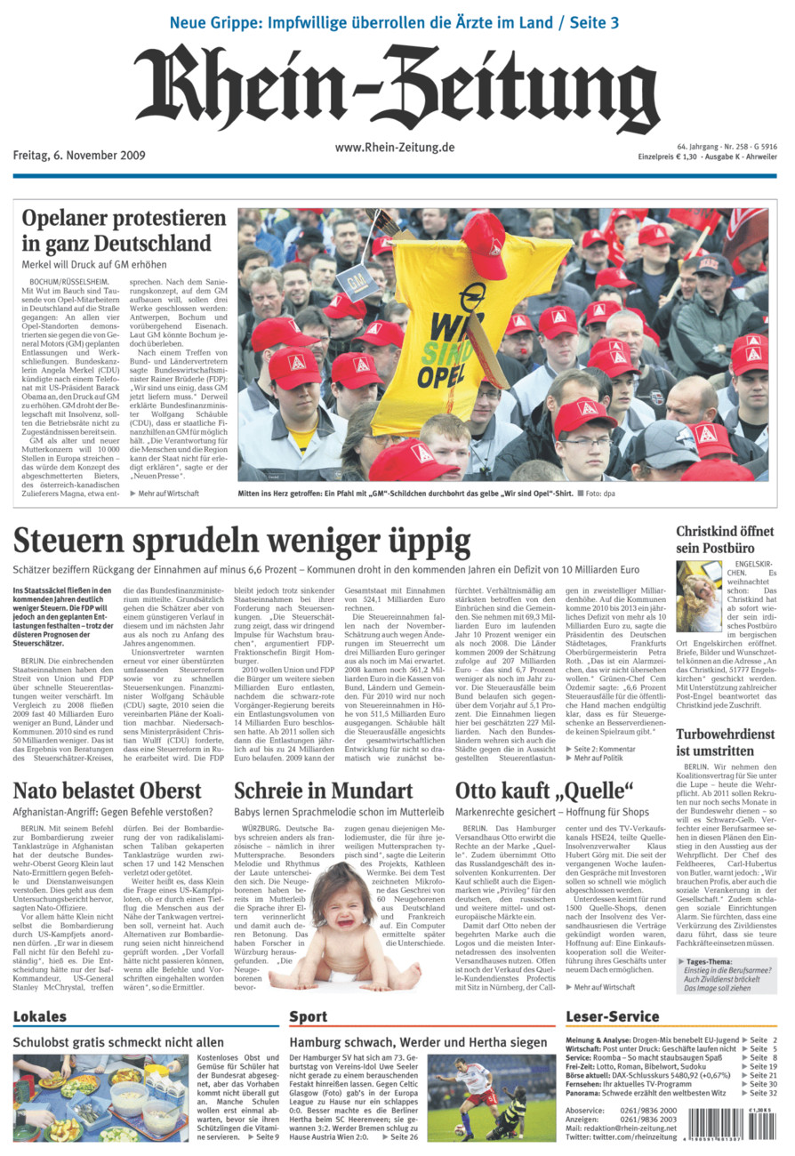 Rhein-Zeitung Kreis Ahrweiler vom Freitag, 06.11.2009
