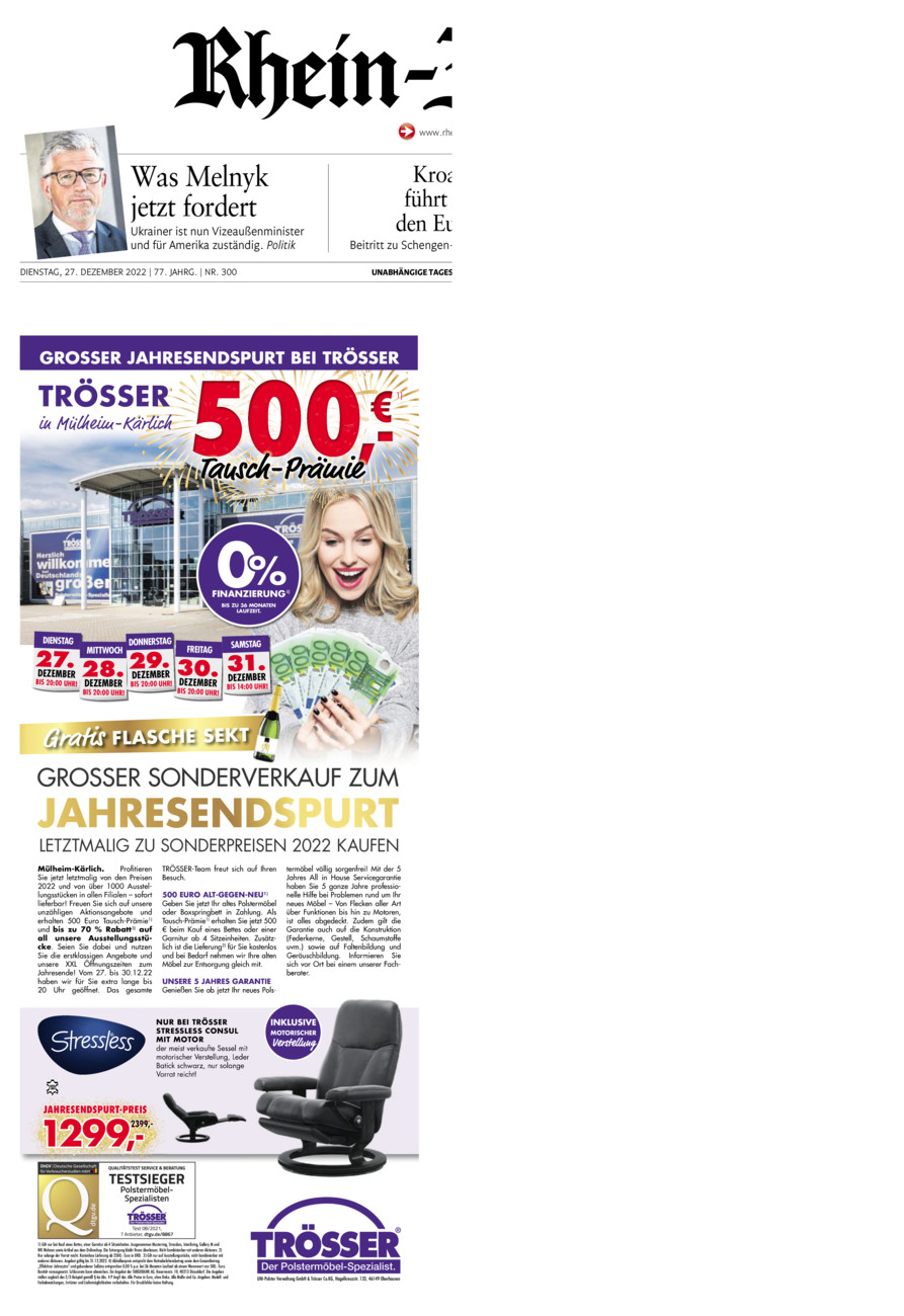Rhein-Zeitung Kreis Ahrweiler vom Dienstag, 27.12.2022