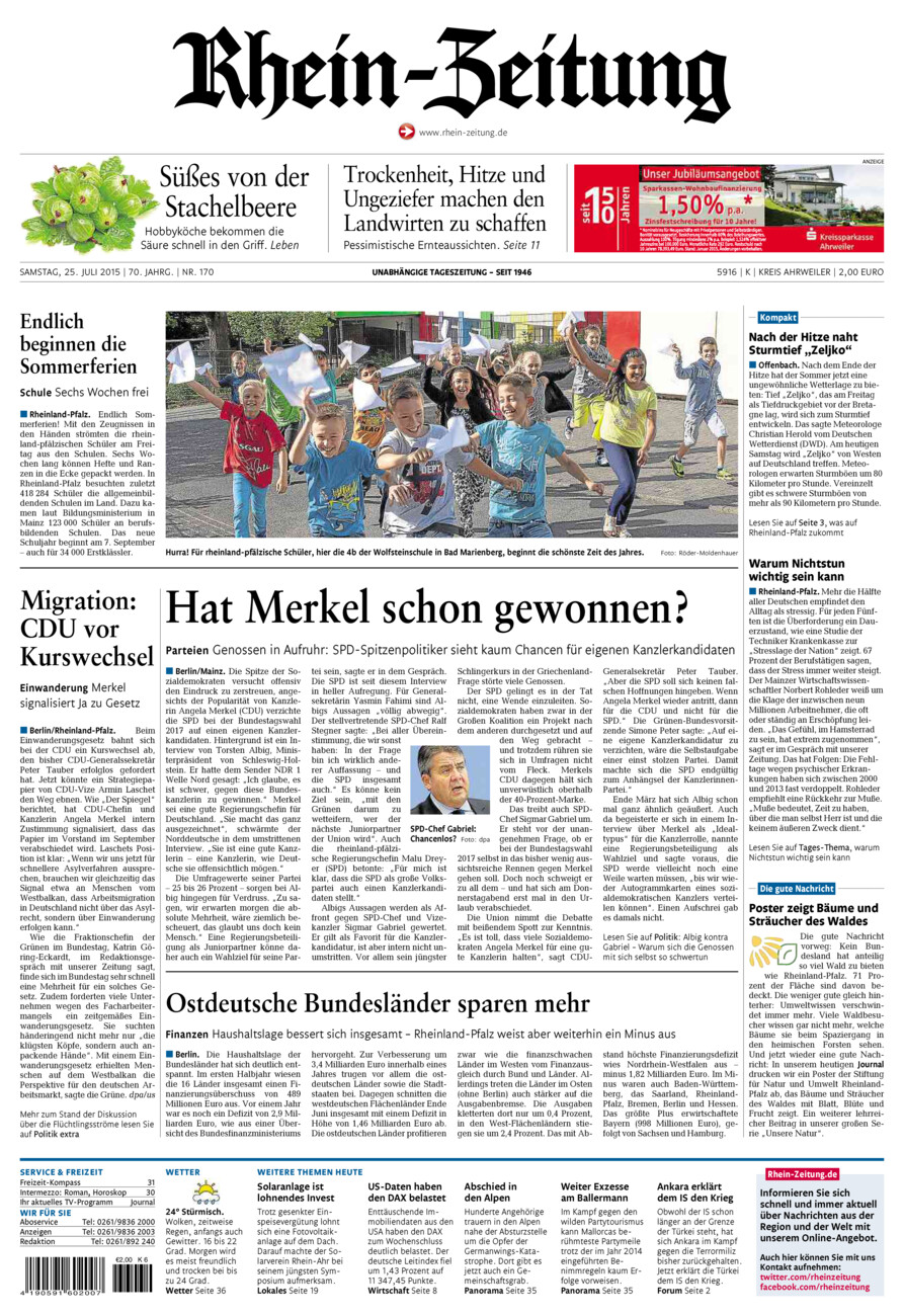 Rhein-Zeitung Kreis Ahrweiler vom Samstag, 25.07.2015