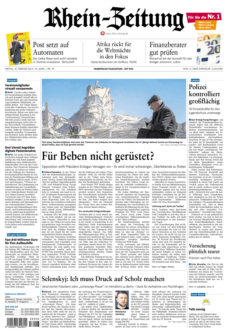 Rhein-Zeitung Kreis Ahrweiler vom Freitag, 10.02.2023