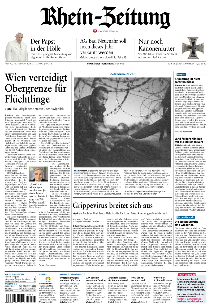 Rhein-Zeitung Kreis Ahrweiler vom Freitag, 19.02.2016