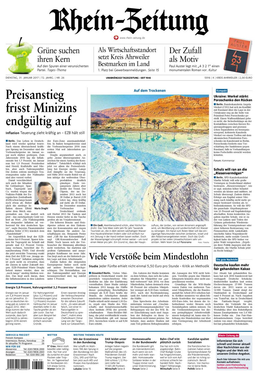 Rhein-Zeitung Kreis Ahrweiler vom Dienstag, 31.01.2017