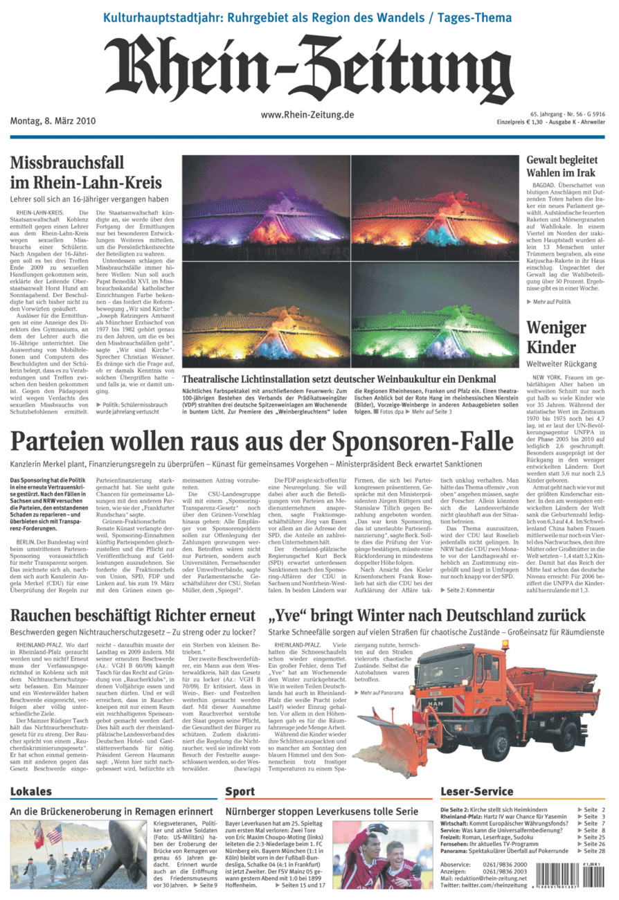 Rhein-Zeitung Kreis Ahrweiler vom Montag, 08.03.2010