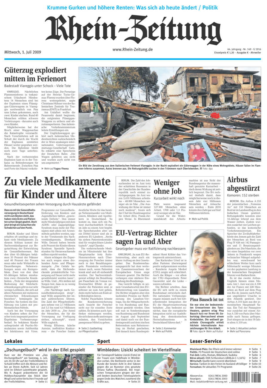 Rhein-Zeitung Kreis Ahrweiler vom Mittwoch, 01.07.2009