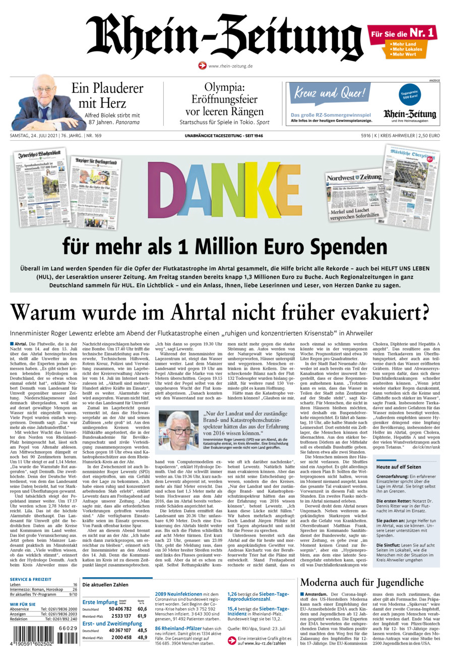 Rhein-Zeitung Kreis Ahrweiler vom Samstag, 24.07.2021