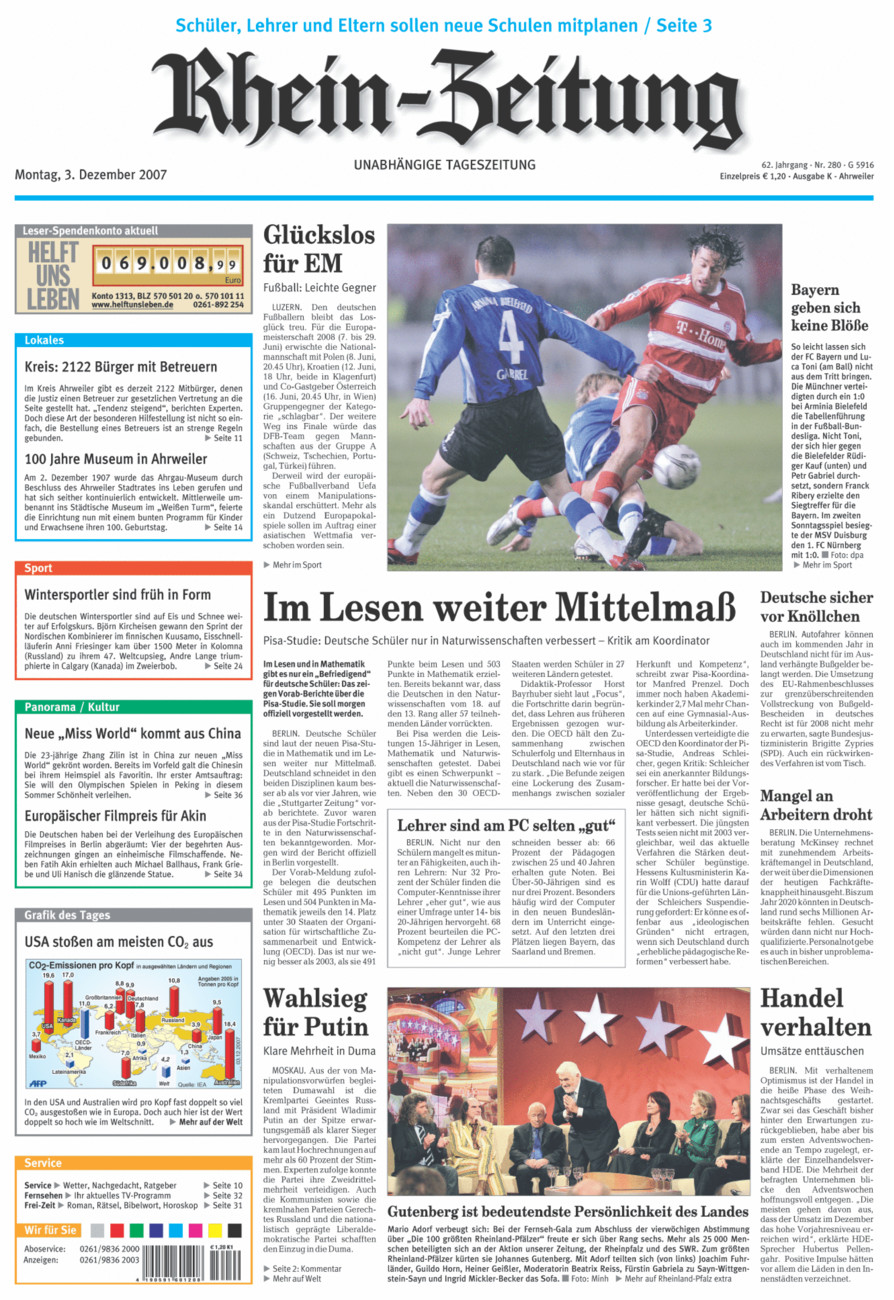 Rhein-Zeitung Kreis Ahrweiler vom Montag, 03.12.2007