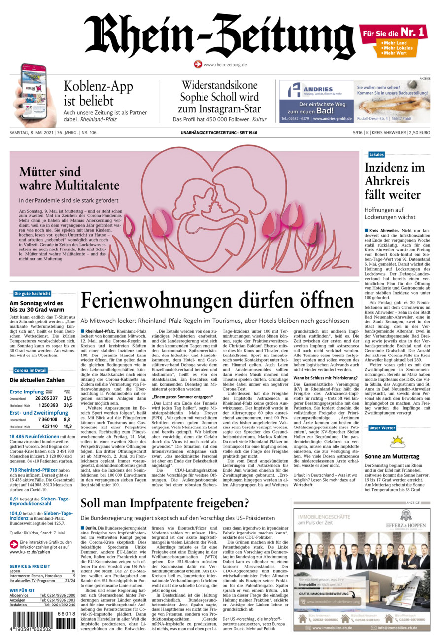 Rhein-Zeitung Kreis Ahrweiler vom Samstag, 08.05.2021
