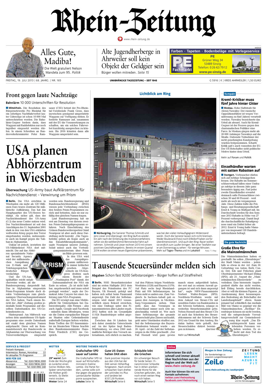 Rhein-Zeitung Kreis Ahrweiler vom Freitag, 19.07.2013