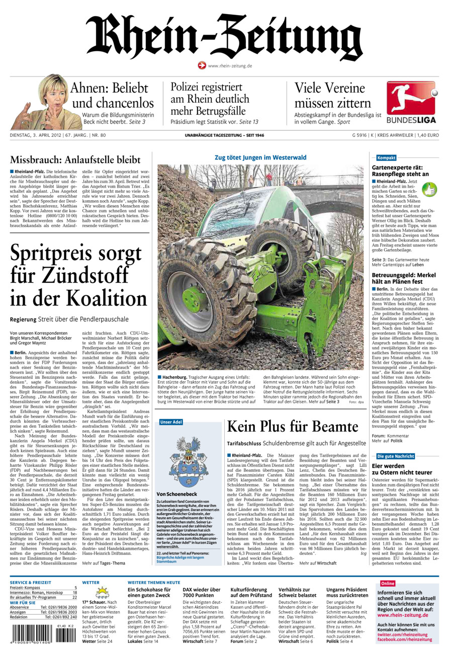 Rhein-Zeitung Kreis Ahrweiler vom Dienstag, 03.04.2012