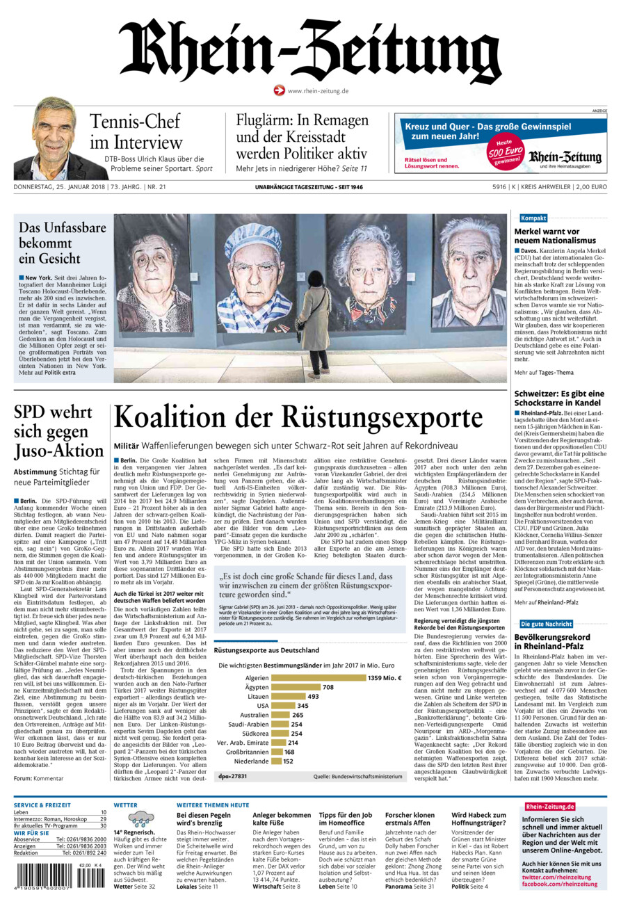 Rhein-Zeitung Kreis Ahrweiler vom Donnerstag, 25.01.2018
