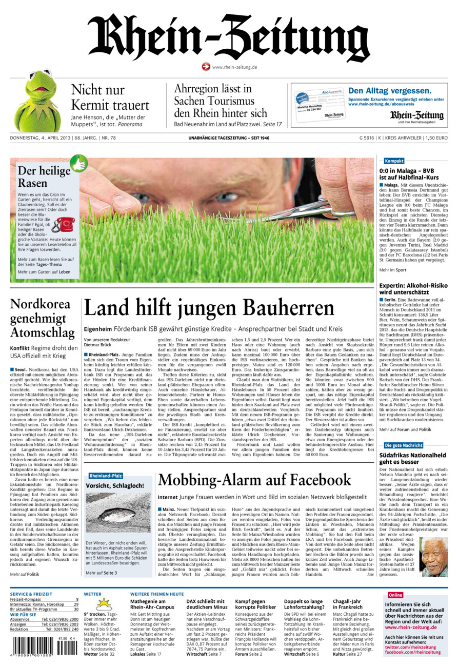Rhein-Zeitung Kreis Ahrweiler vom Donnerstag, 04.04.2013