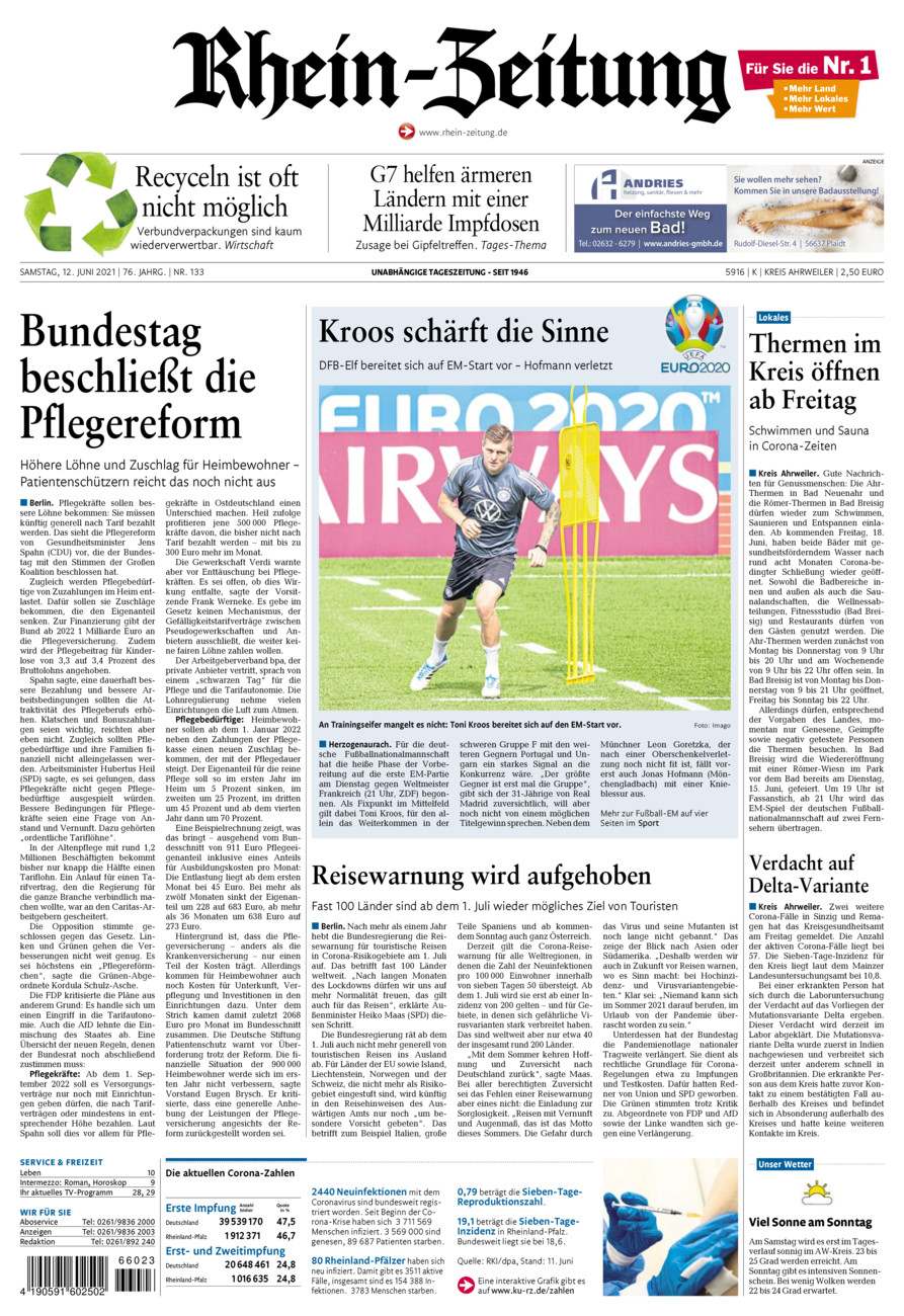 Rhein-Zeitung Kreis Ahrweiler vom Samstag, 12.06.2021