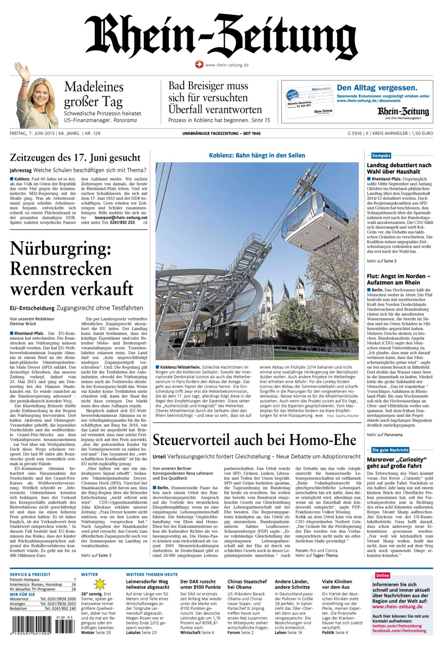 Rhein-Zeitung Kreis Ahrweiler vom Freitag, 07.06.2013