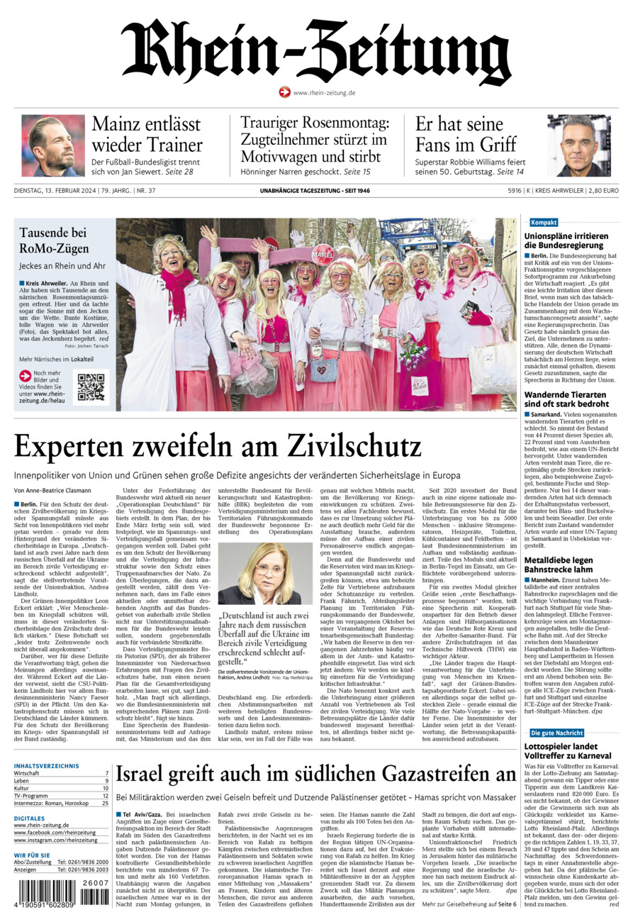 Rhein-Zeitung Kreis Ahrweiler vom Dienstag, 13.02.2024