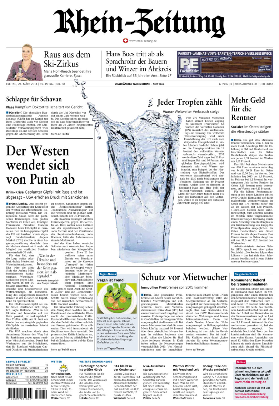 Rhein-Zeitung Kreis Ahrweiler vom Freitag, 21.03.2014