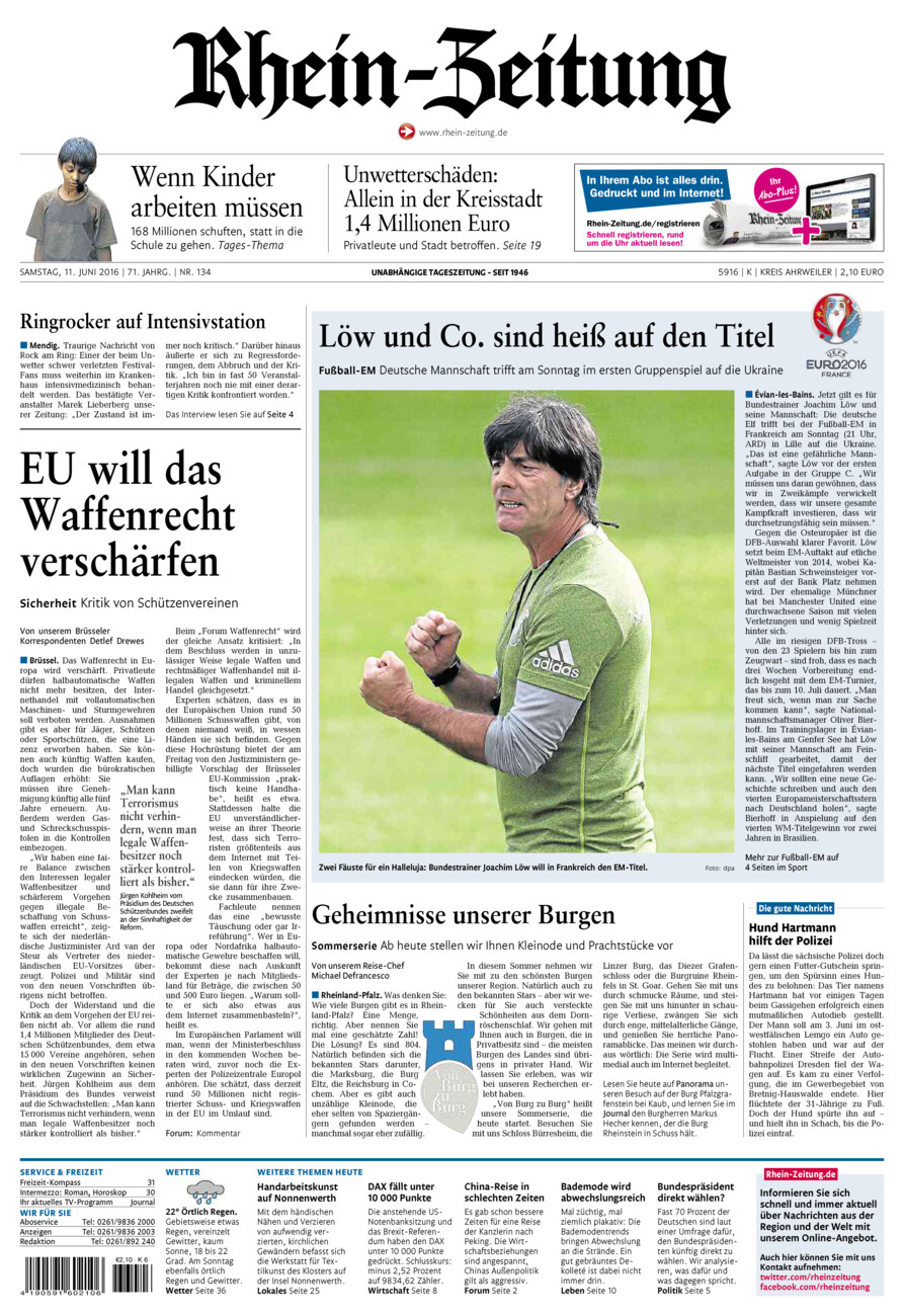 Rhein-Zeitung Kreis Ahrweiler vom Samstag, 11.06.2016