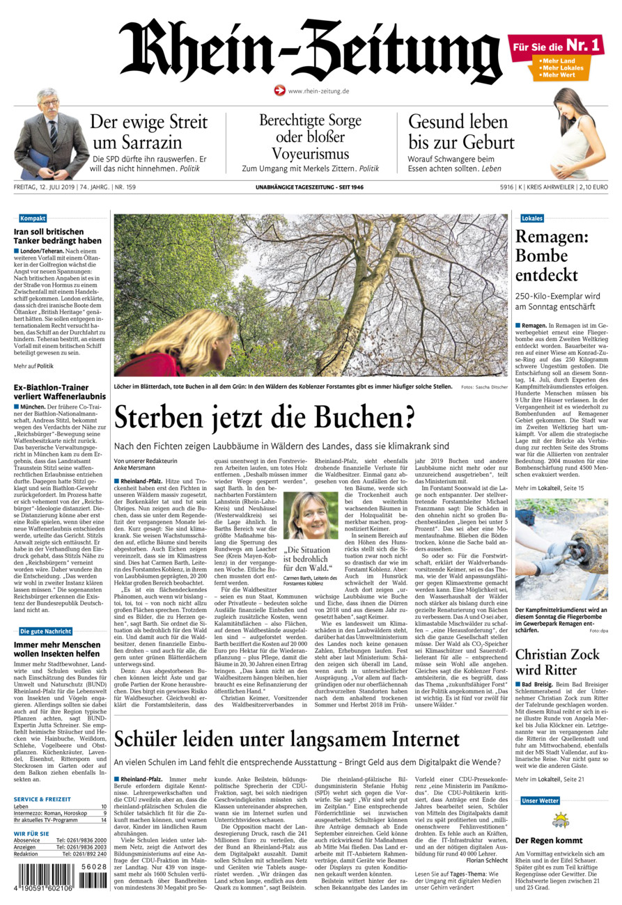 Rhein-Zeitung Kreis Ahrweiler vom Freitag, 12.07.2019