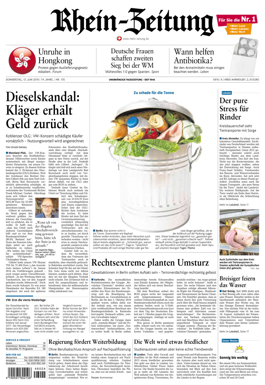 Rhein-Zeitung Kreis Ahrweiler vom Donnerstag, 13.06.2019