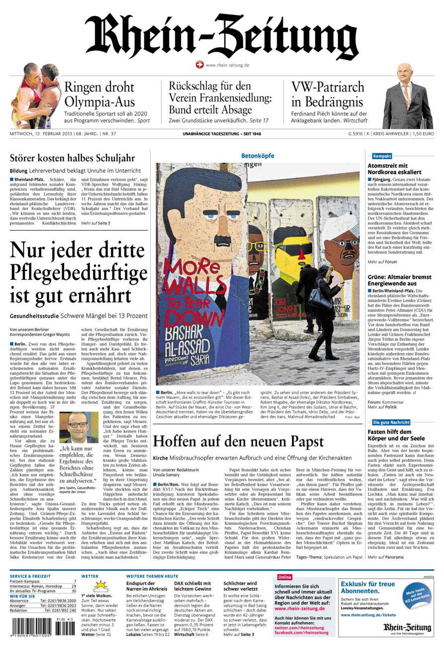 Rhein-Zeitung Kreis Ahrweiler vom Mittwoch, 13.02.2013
