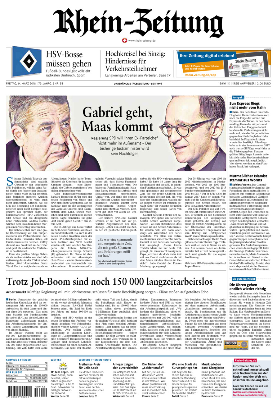 Rhein-Zeitung Kreis Ahrweiler vom Freitag, 09.03.2018