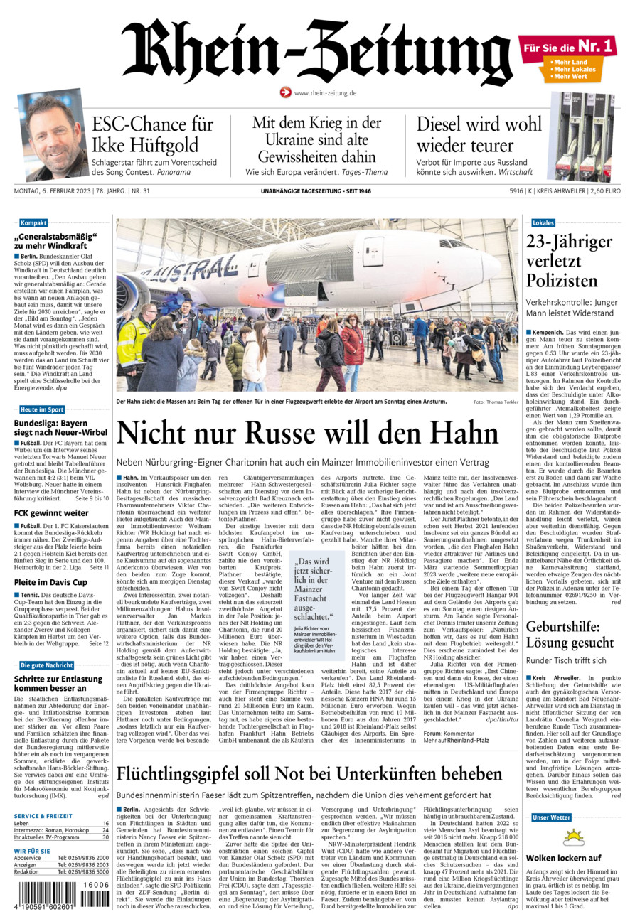 Rhein-Zeitung Kreis Ahrweiler vom Montag, 06.02.2023