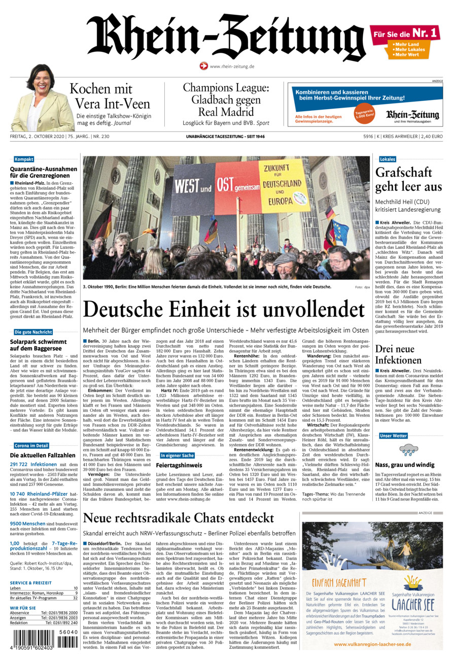 Rhein-Zeitung Kreis Ahrweiler vom Freitag, 02.10.2020