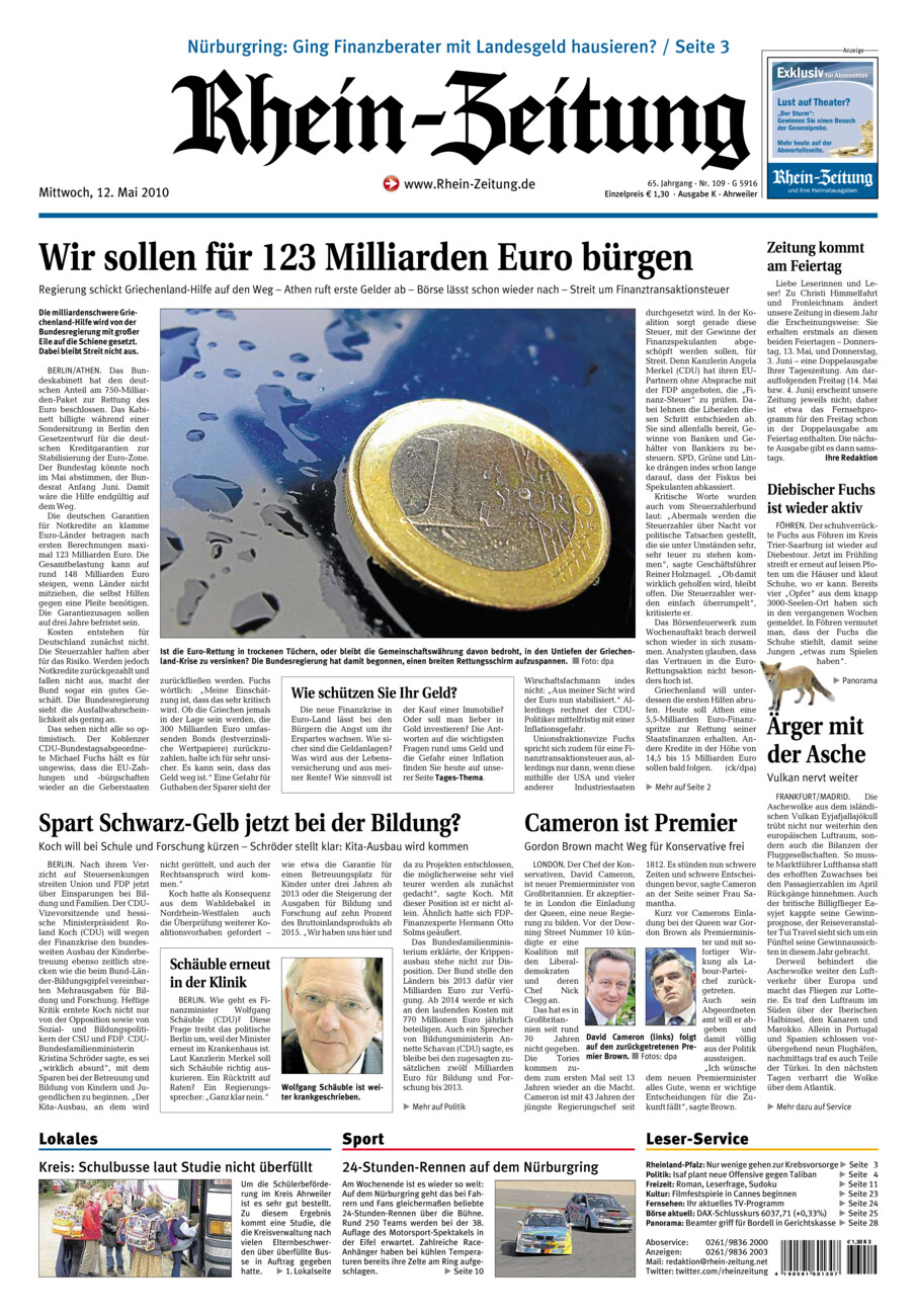 Rhein-Zeitung Kreis Ahrweiler vom Mittwoch, 12.05.2010