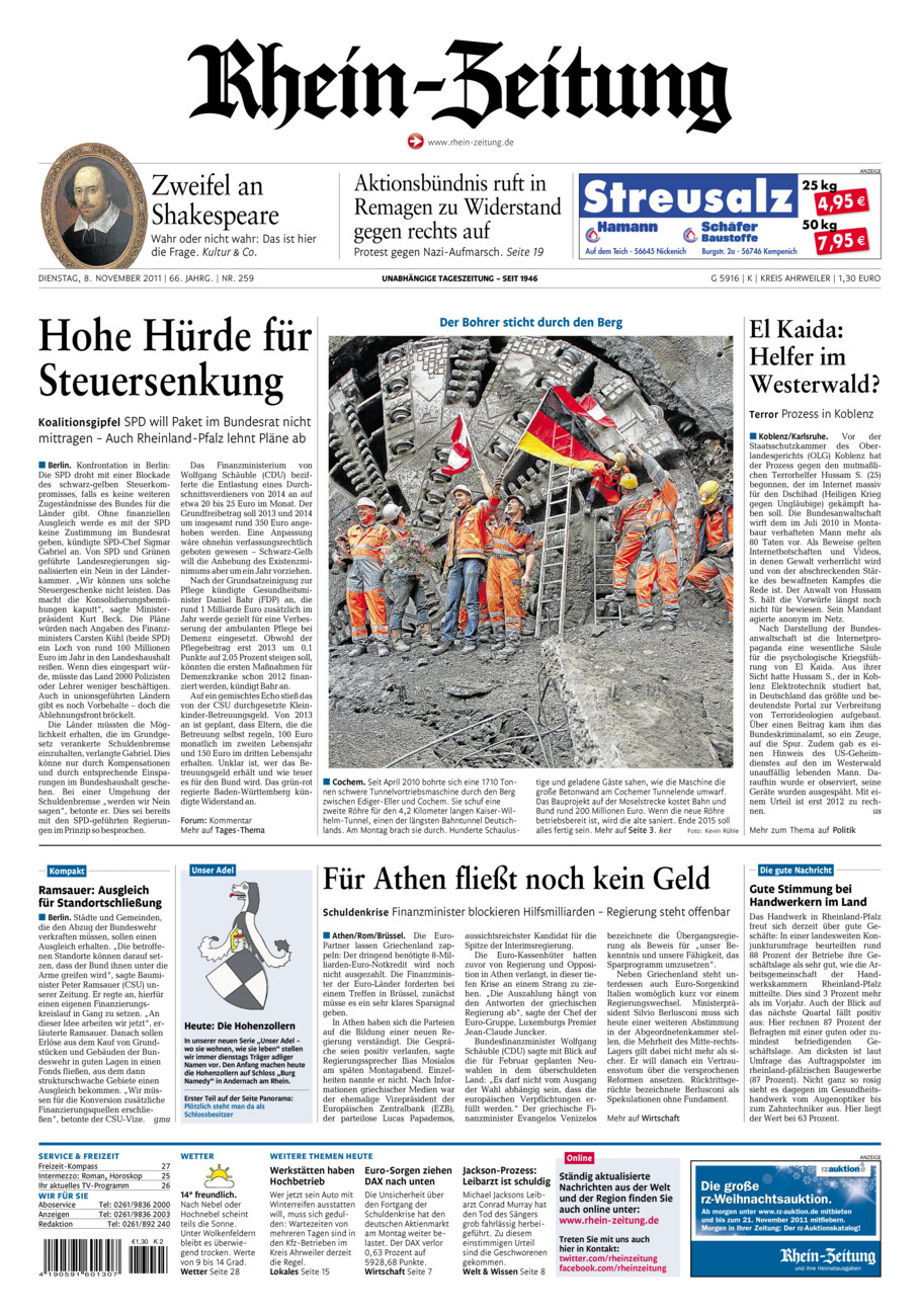 Rhein-Zeitung Kreis Ahrweiler vom Dienstag, 08.11.2011
