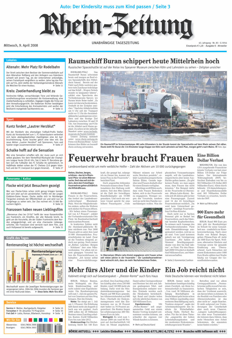 Rhein-Zeitung Kreis Ahrweiler vom Mittwoch, 09.04.2008