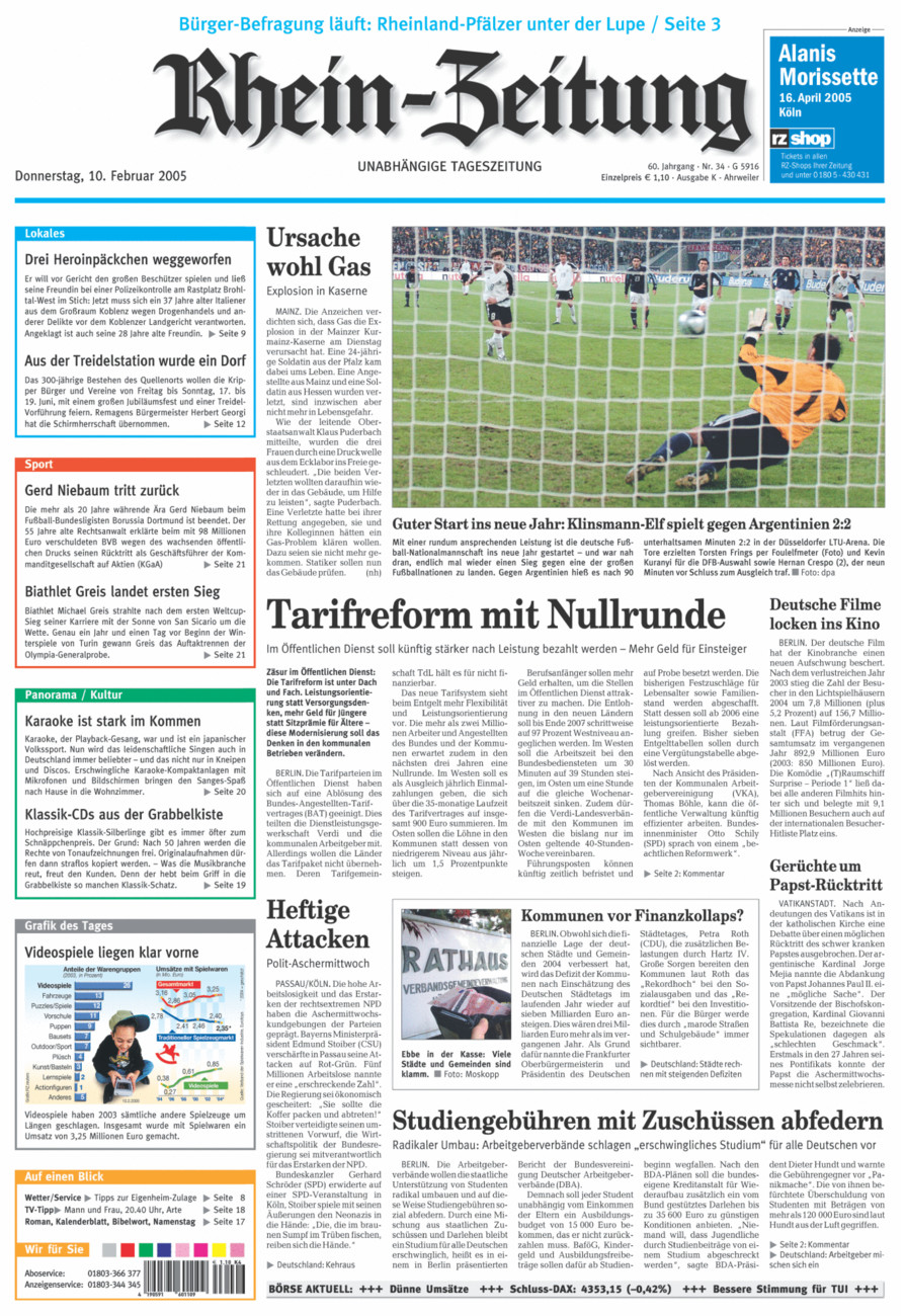 Rhein-Zeitung Kreis Ahrweiler vom Donnerstag, 10.02.2005