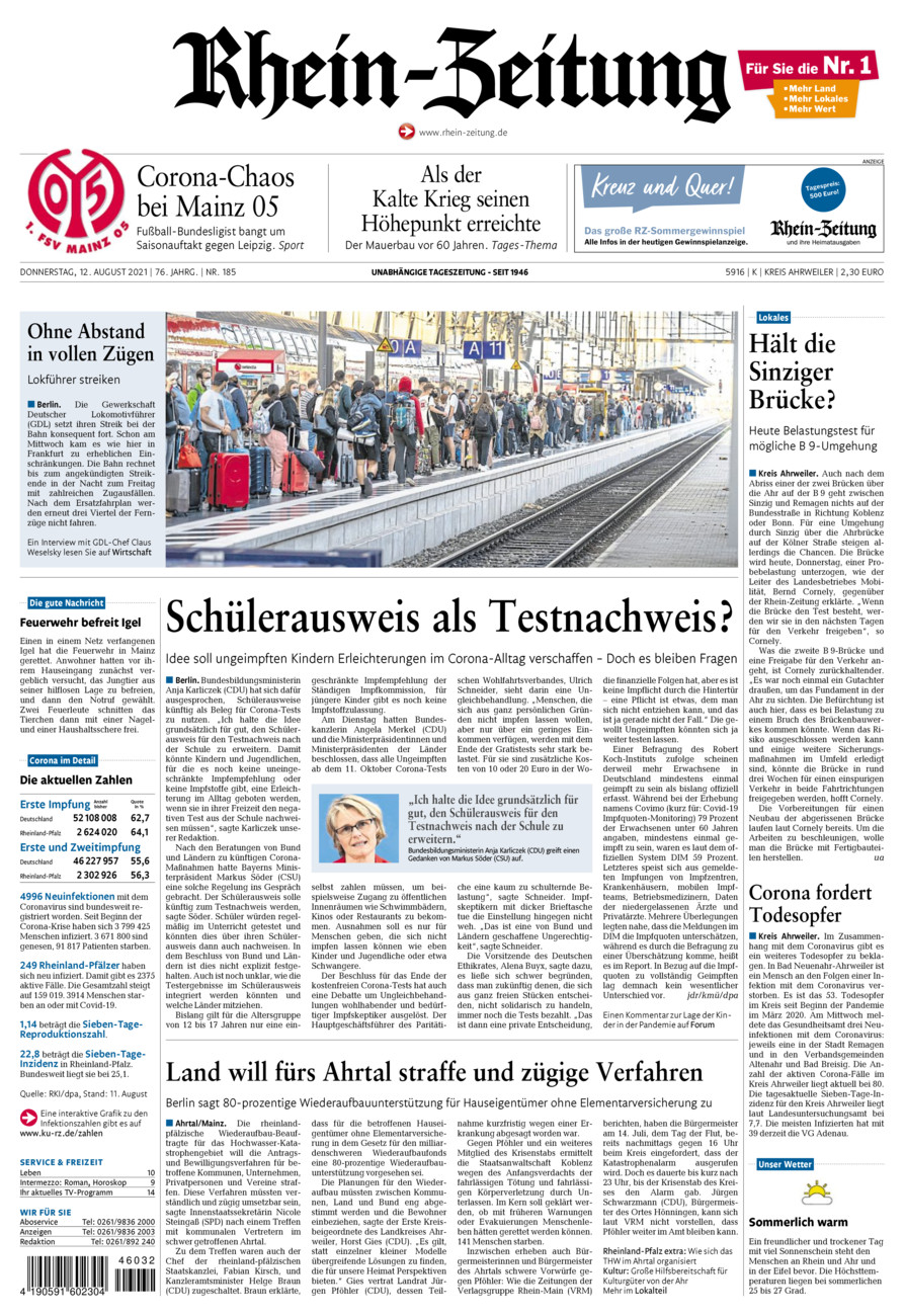 Rhein-Zeitung Kreis Ahrweiler vom Donnerstag, 12.08.2021