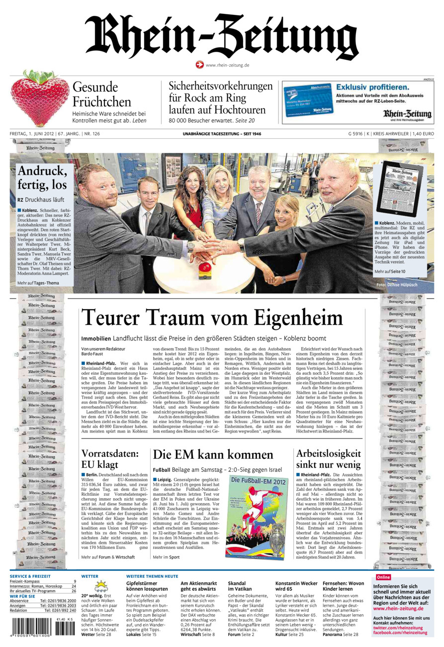 Rhein-Zeitung Kreis Ahrweiler vom Freitag, 01.06.2012