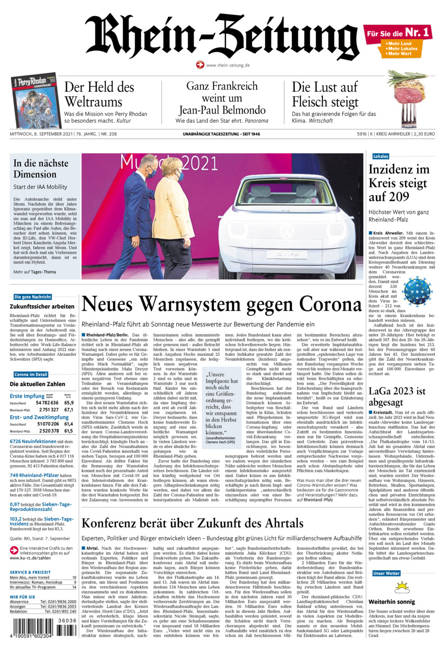 Rhein-Zeitung Kreis Ahrweiler vom Mittwoch, 08.09.2021