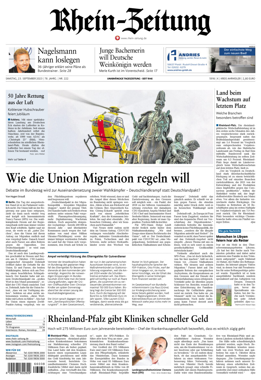 Rhein-Zeitung Kreis Ahrweiler vom Samstag, 23.09.2023