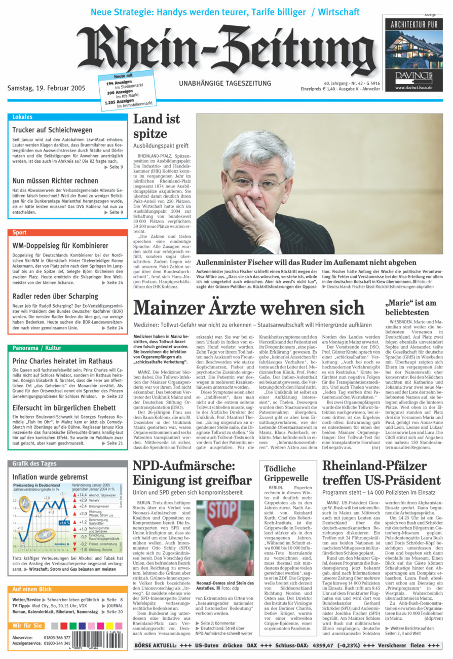 Rhein-Zeitung Kreis Ahrweiler vom Samstag, 19.02.2005