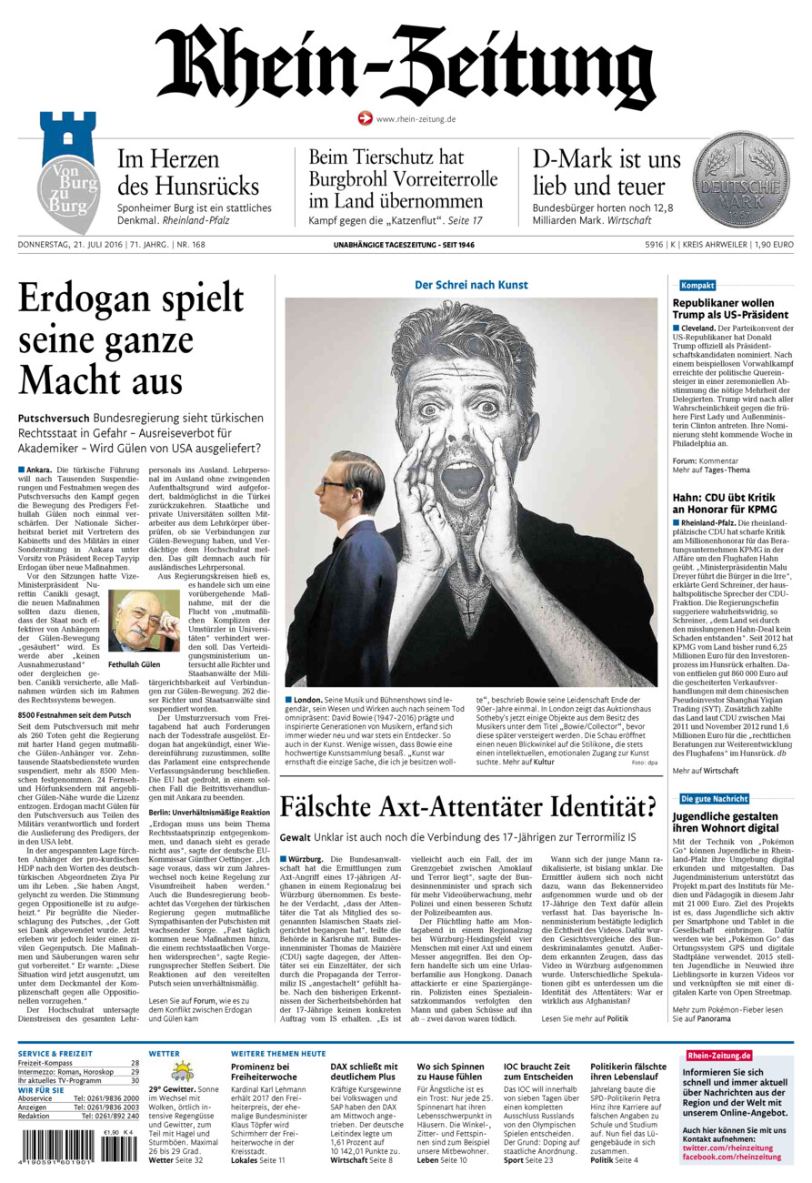 Rhein-Zeitung Kreis Ahrweiler vom Donnerstag, 21.07.2016