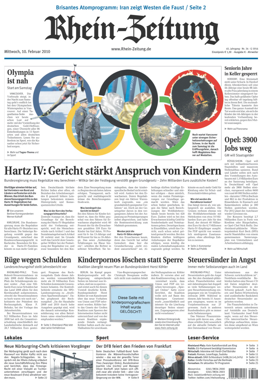 Rhein-Zeitung Kreis Ahrweiler vom Mittwoch, 10.02.2010