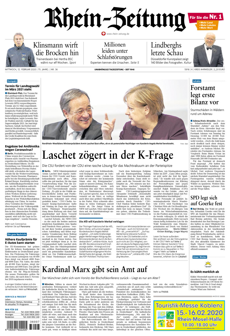 Rhein-Zeitung Kreis Ahrweiler vom Mittwoch, 12.02.2020