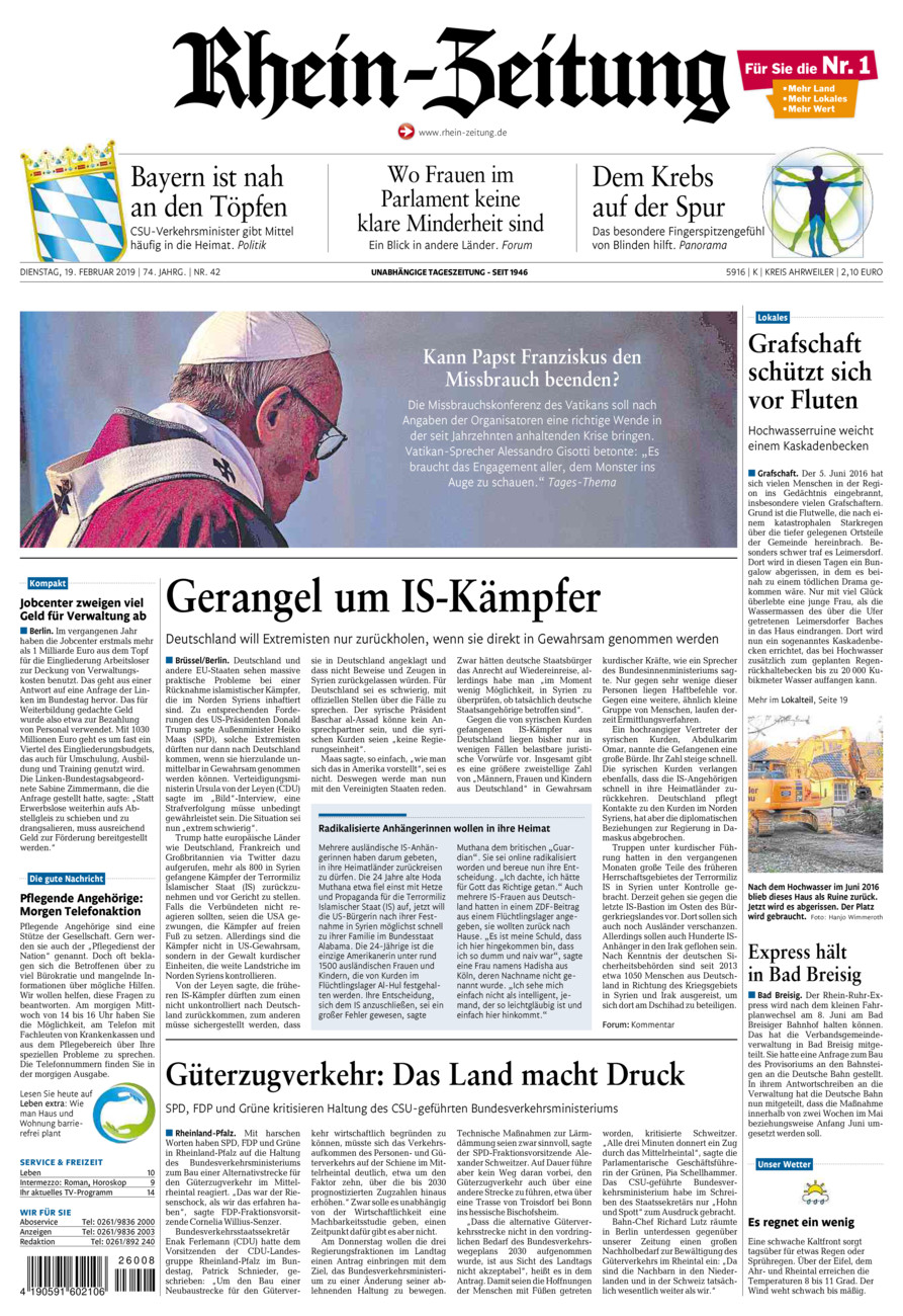 Rhein-Zeitung Kreis Ahrweiler vom Dienstag, 19.02.2019