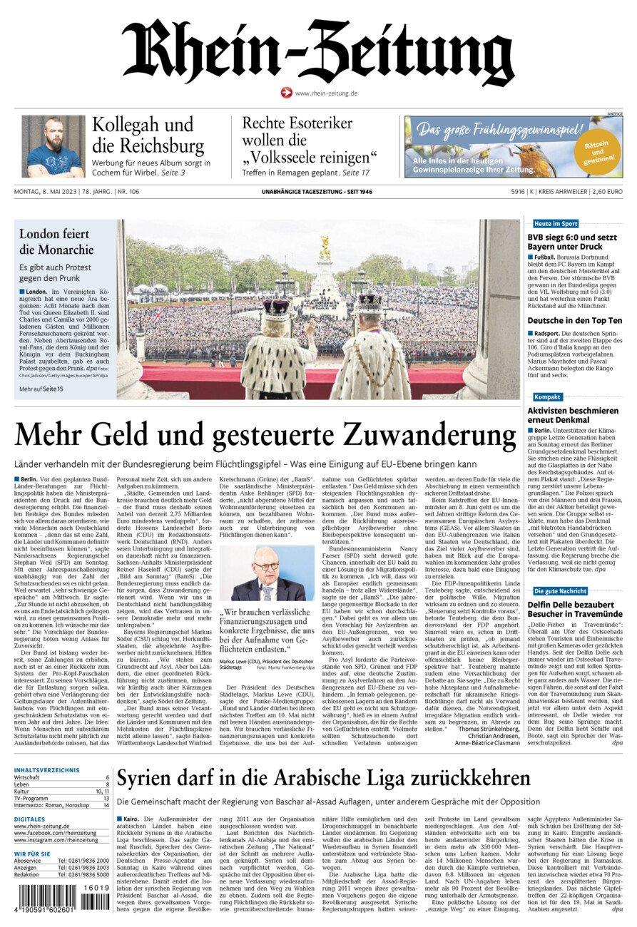 Rhein-Zeitung Kreis Ahrweiler vom Montag, 08.05.2023
