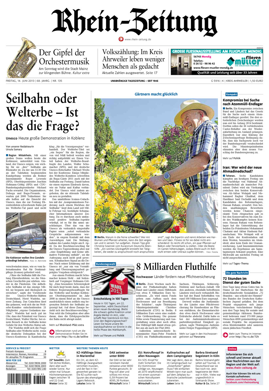 Rhein-Zeitung Kreis Ahrweiler vom Freitag, 14.06.2013