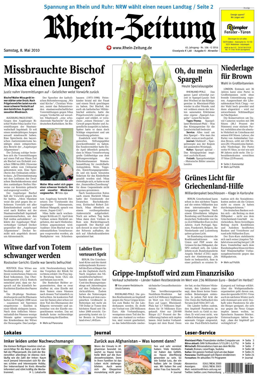 Rhein-Zeitung Kreis Ahrweiler vom Samstag, 08.05.2010