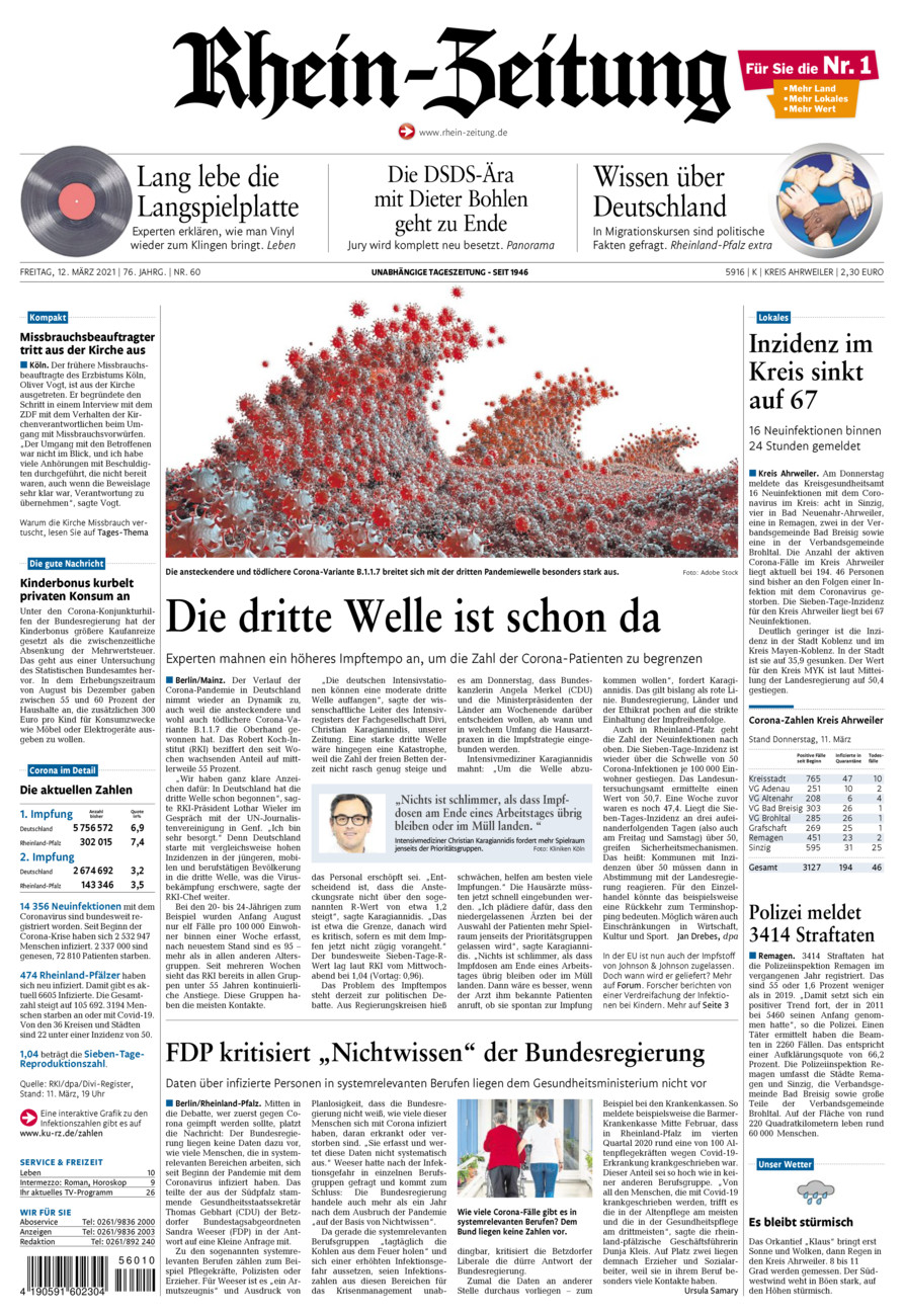 Rhein-Zeitung Kreis Ahrweiler vom Freitag, 12.03.2021