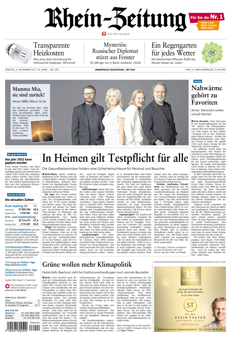 Rhein-Zeitung Kreis Ahrweiler vom Samstag, 06.11.2021